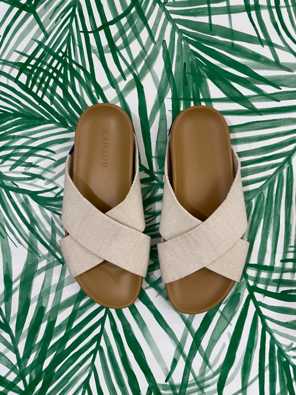 Rothy's Weekend Slide Round Toe Flat Sandals in Hemp Oat Women's Size 7